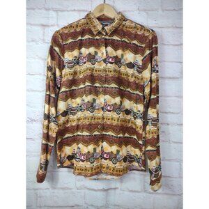 Vtg Panhandle Mens Southwestern Aztec Pottery Shirt Small Western Cowboy Rodeo